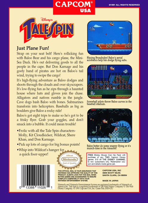 Disney's TaleSpin — Box back
