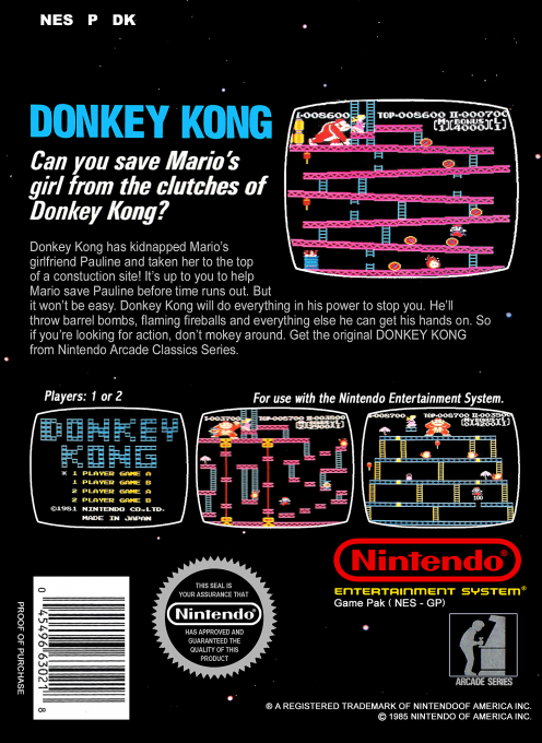 Donkey Kong — Box back