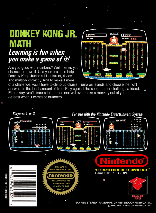 Donkey Kong Jr. Math — Box back