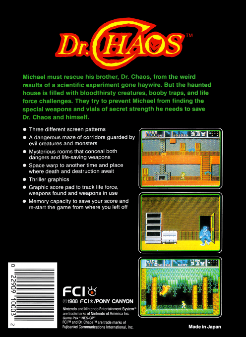 Dr. Chaos — Box back
