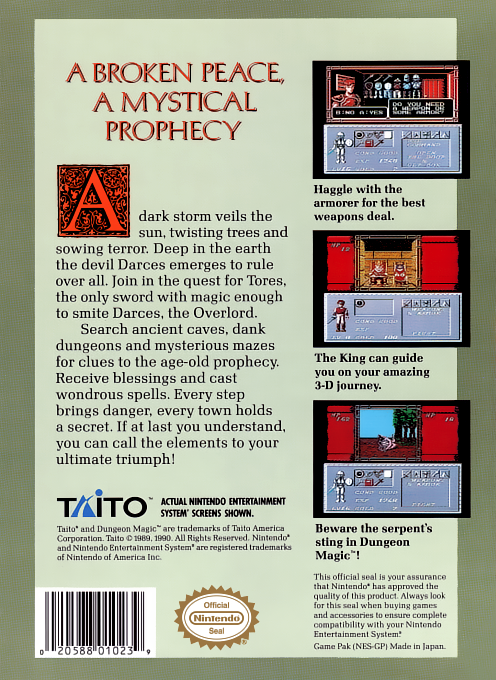 Dungeon Magic : Sword of the Elements — Box back