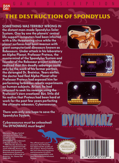 Dynowarz : Destruction of Spondylus — Box back