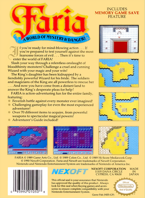 Faria : A World of Mystery & Danger! — Box back