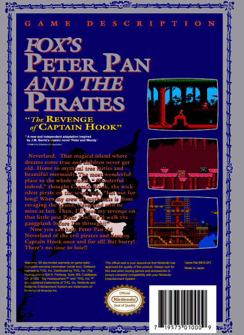 Fox's Peter Pan & the Pirates : The Revenge of Captain Hook — Box back