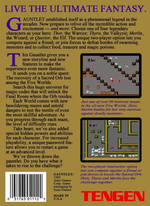 Gauntlet — Box back
