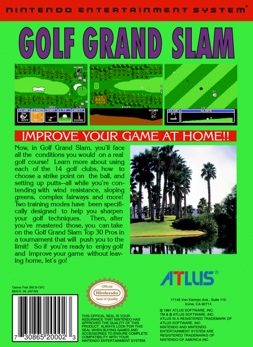 Golf Grand Slam — Box back