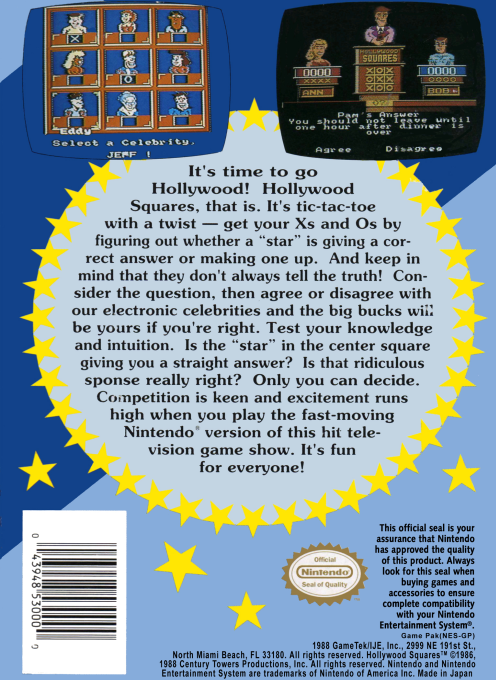 Hollywood Squares — Box back