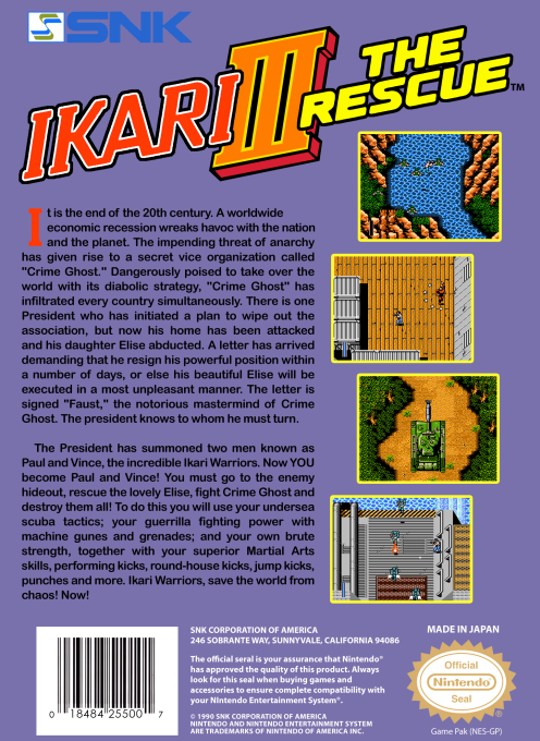 Ikari III : The Rescue — Box back