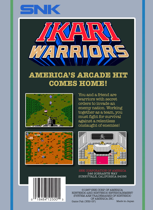 Ikari Warriors — Box back