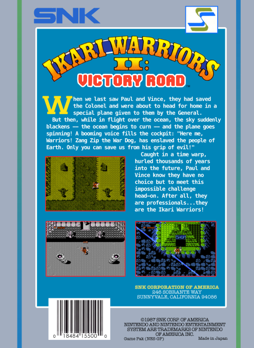 Ikari Warriors II : Victory Road — Box back