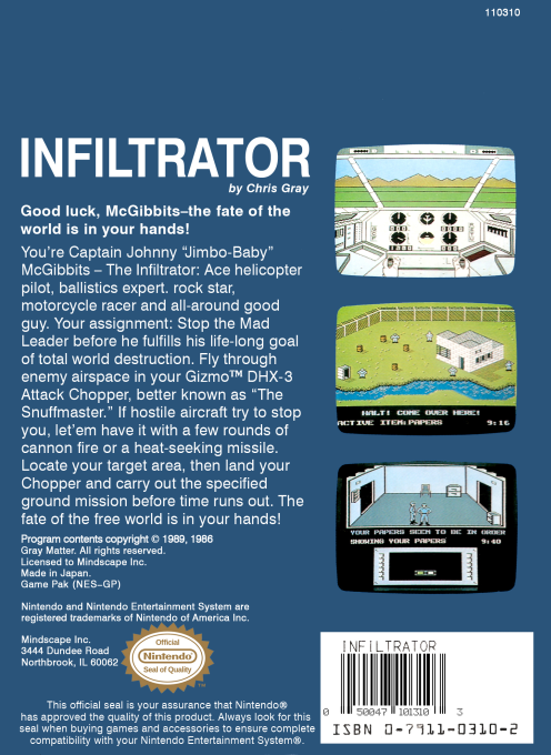 Infiltrator — Box back