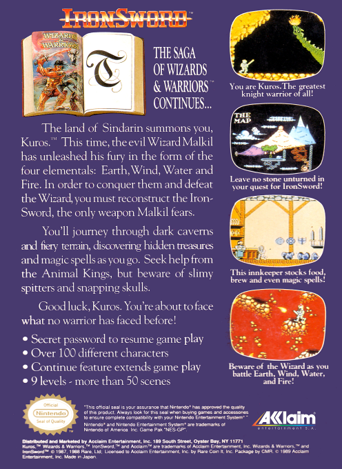 IronSword : Wizards & Warriors II — Box back
