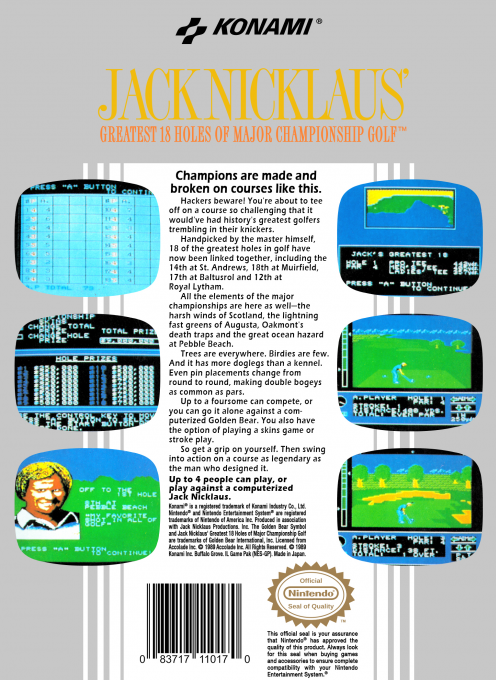 Jack Nicklaus' Greatest 18 Holes of Major Champion — Box back