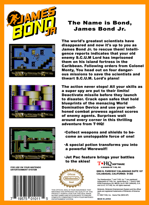 James Bond Jr — Box back
