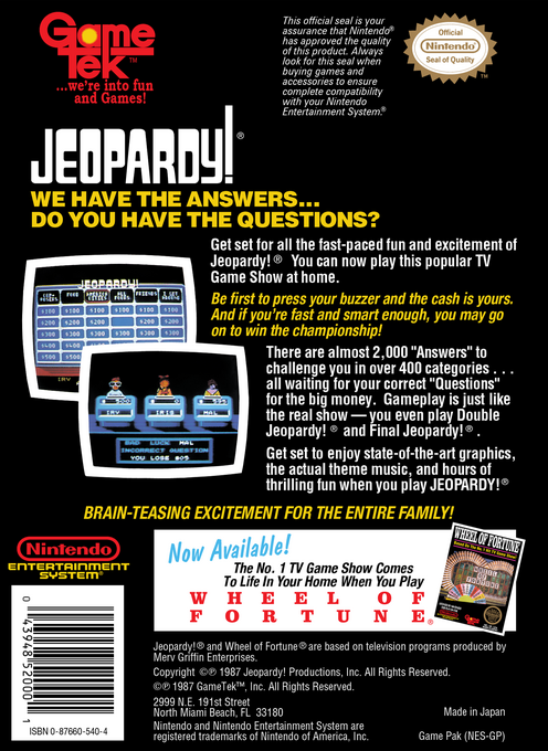 Jeopardy! — Box back