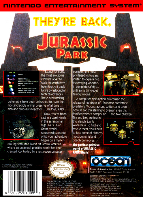 Jurassic Park — Box back