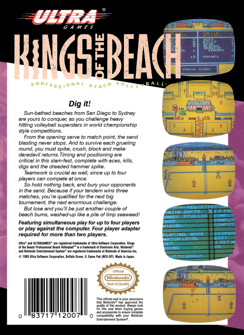 Kings of the Beach — Box back
