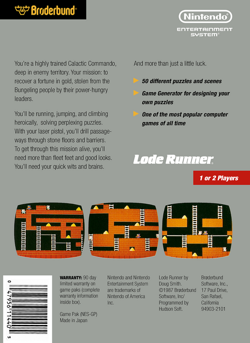 Lode Runner — Box back