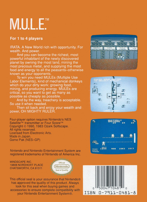 M.U.L.E. — Box back