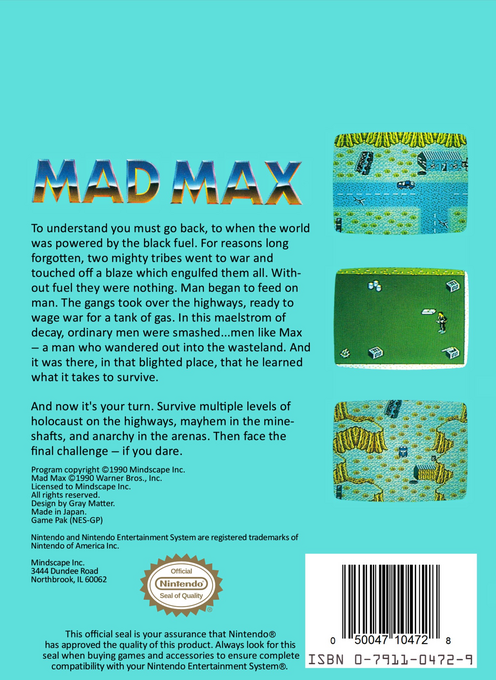 Mad Max — Box back