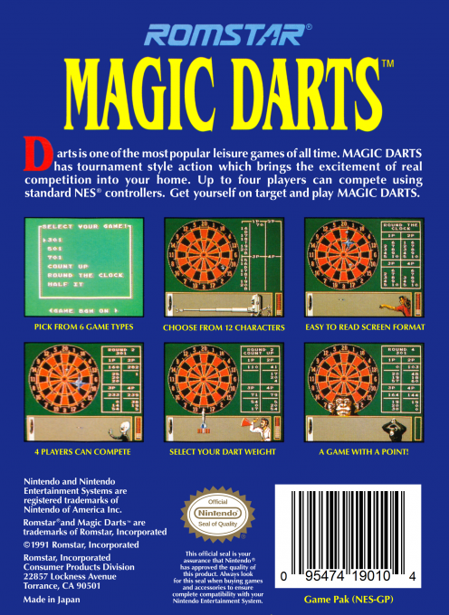 Magic Darts — Box back