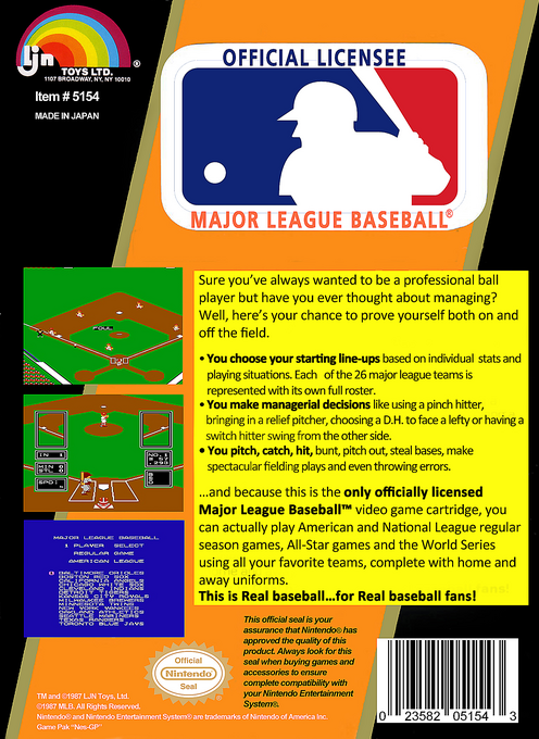 Major League Baseball — Box back