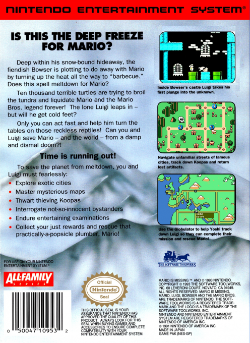 Mario Is Missing! — Box back
