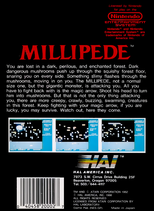 Millipede — Box back