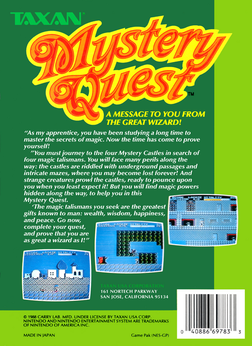 Mystery Quest — Box back