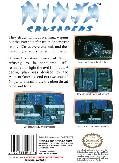 Ninja Crusaders — Box back