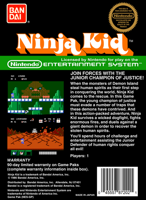 Ninja Kid — Box back