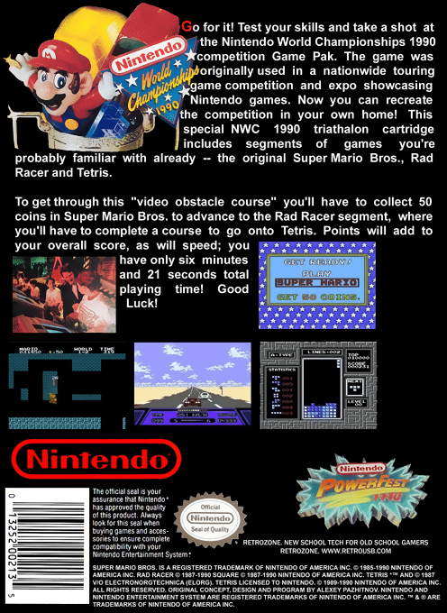 Nintendo World Championships 1990 — Box back