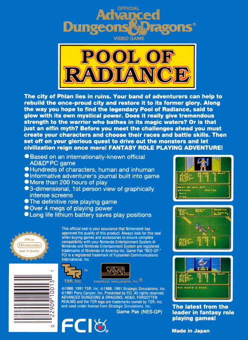 Pool of Radiance — Box back