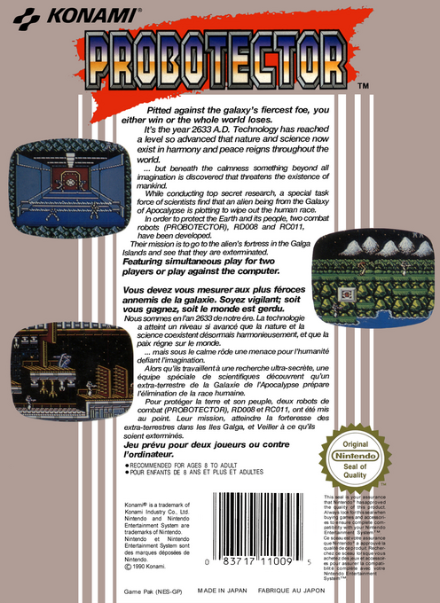 Probotector — Box back
