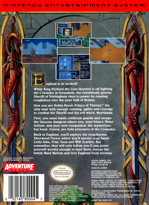 Robin Hood : Prince Of Thieves — Box back