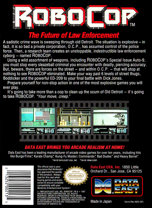 RoboCop — Box back