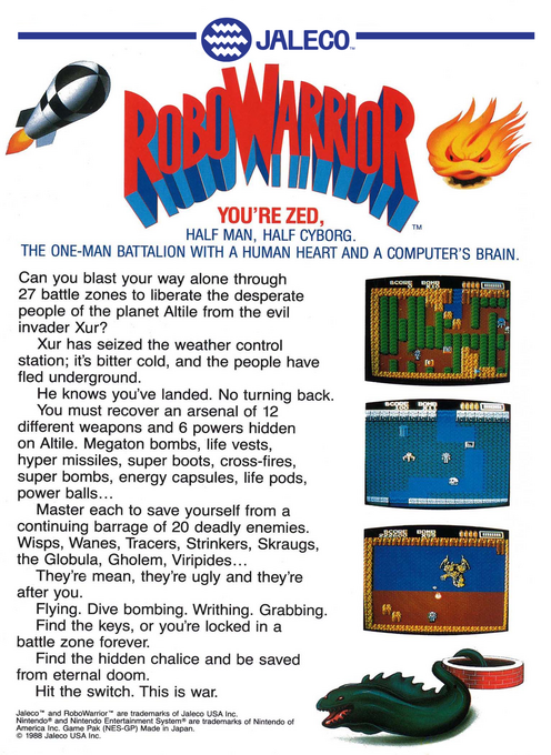Robo Warrior — Box back