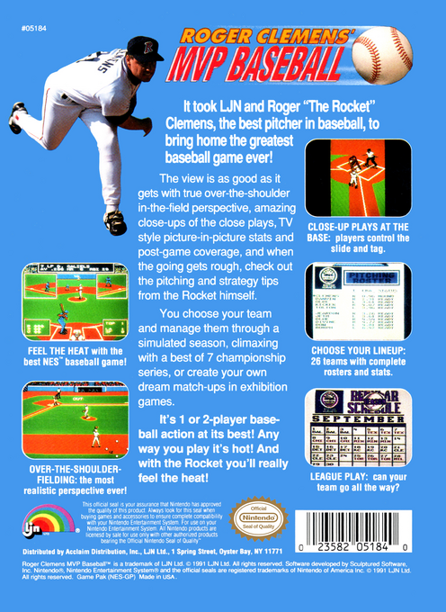Roger Clemens' MVP Baseball — Box back