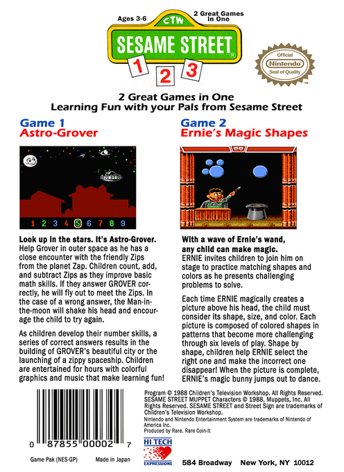 Sesame Street 123 — Box back
