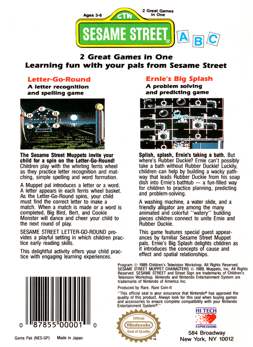 Sesame Street ABC — Box back