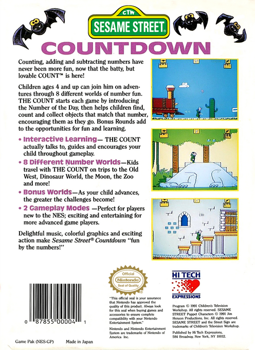 Sesame Street Countdown — Box back