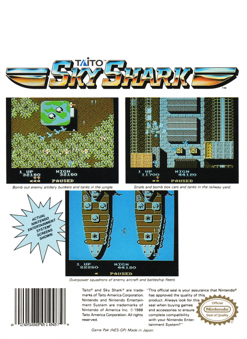 Sky Shark — Box back
