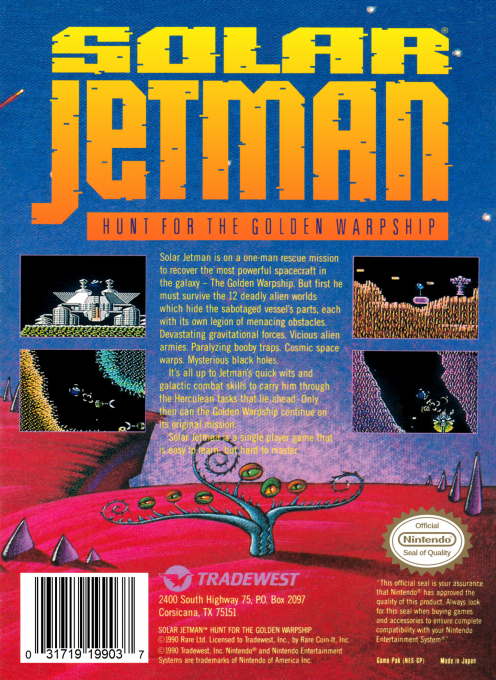 Solar Jetman : Hunt for the Golden Warpship — Box back