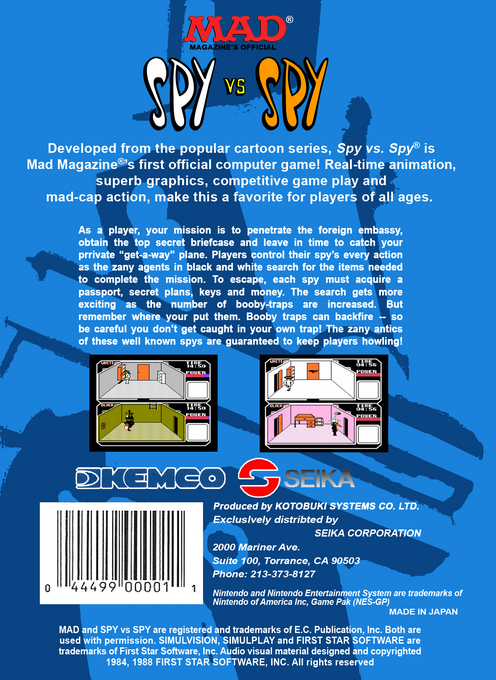 Spy vs Spy — Box back