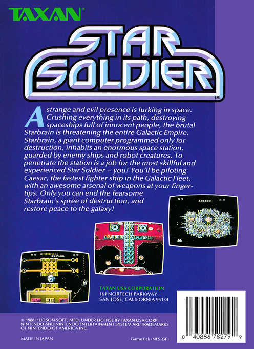Star Soldier — Box back