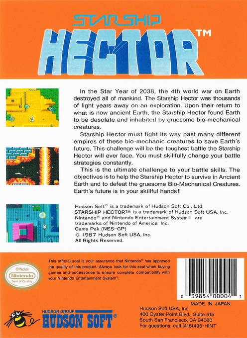 Starship Hector — Box back