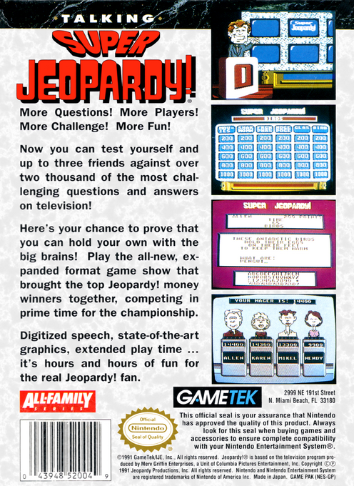 Super Jeopardy! — Box back