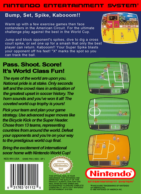 Super Spike V'Ball + Nintendo World Cup — Box back