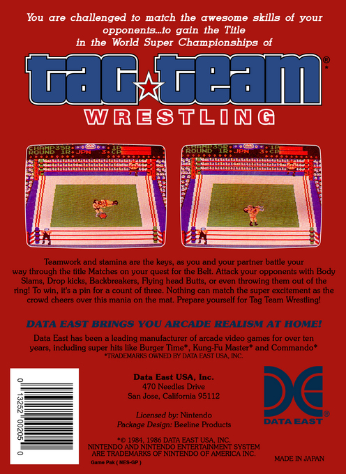 Tag Team Wrestling — Box back