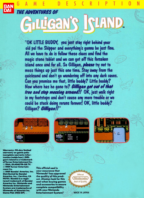 The Adventures of Gilligan's Island — Box back